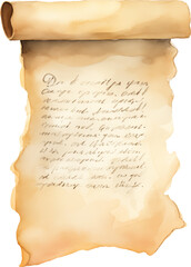 Vintage scroll watercolour illustration created with Generative AI technology