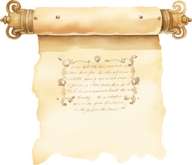 Vintage scroll watercolour illustration created with Generative AI technology
