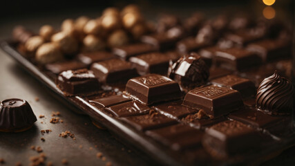 Close up on delicious chocolate bar Ai generative