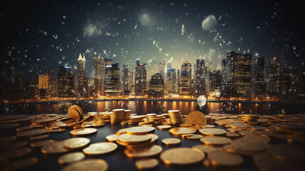 Wealth Growth and Financial Prosperity in the City - obrazy, fototapety, plakaty