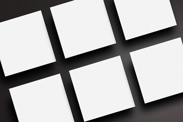 Square business card mockup with black background