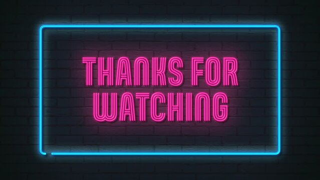 Thanks For Watching Retro Neon Banner Loop