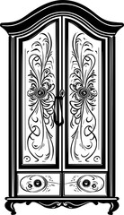 House Furniture Armoire Vintage Outline Icon In Hand-drawn Style