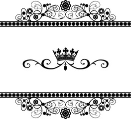 Black crown illustrations, Black frame, border, texture, frame 