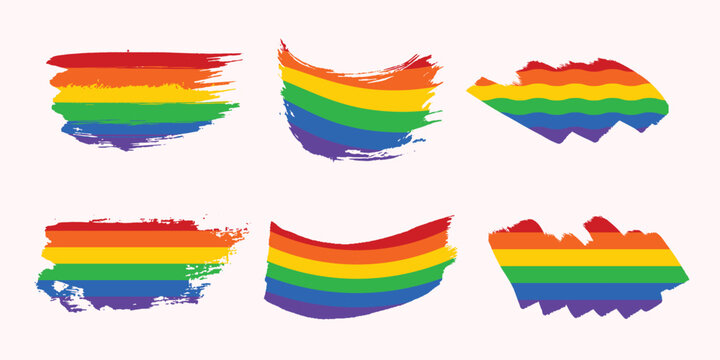 Lgtb pride month celebrate colorful paint brush stroke flag background with support, lesbian, lgbtq, rainbow, festival, post banner design vector file