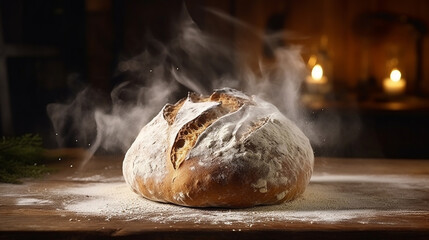A freshly baked bread at home