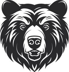 Minimalist Vector Design of a Bear Head in Timeless Black and White