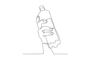 A hand grasped a bottle of water. World water day one-line drawing