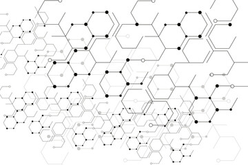 Hexagon geometric chemical pattern design,Connected hexagons background - obrazy, fototapety, plakaty