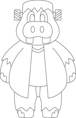 Obraz premium Hippo Halloween Animal Vector Graphic Art Illustration