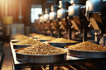 Factory of dog or cat feed dry food production of combined pelleted animal feed, Manufacturing...
