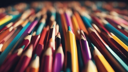 close up view of colorful wooden pencils side by side

