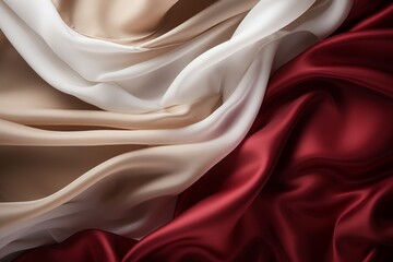 Poland independence day celebration waving flag with fabric texture and copy space for background