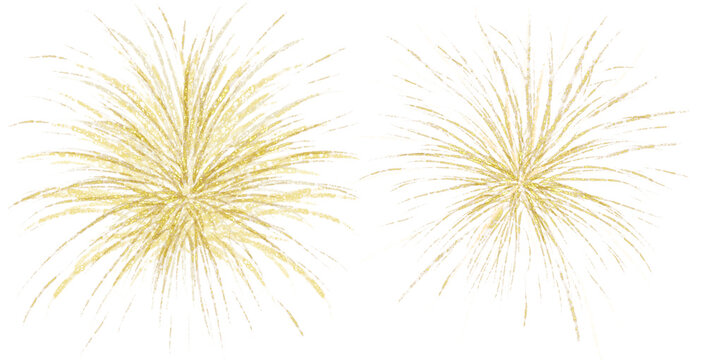 Isolated Fireworks on white background hand drawn. 