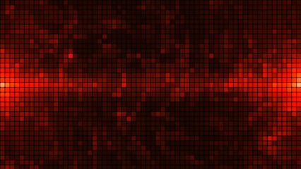 Red mosaic background in technology concept. Abstract red LED squares. Technology digital square red color background. Red pixel grid background. 3D rendering