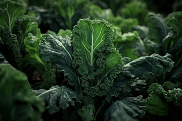 Naklejka premium Organic kale growing in the garden