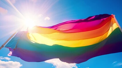 Original pride rainbow flag gay. Rainbow Gay America lesbian USA lgbtq flag video waving in wind. USA Gay Pride flag background. Rainbow Philly Flag Looping 1080p Full HD.Rainbow color Pride flags