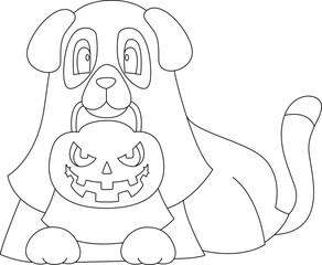 Dog Halloween Pumpkin Animal Vector Graphic Art Illustration