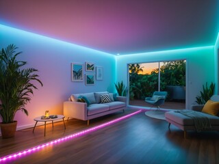 Transform Your Space with Color Changing LED Light Strips. AI Generated.