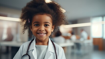 African American child dressed as a doctor - obrazy, fototapety, plakaty