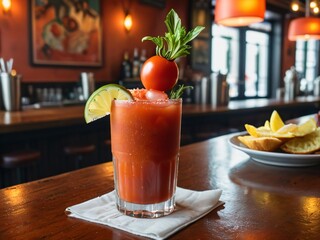 Savory and Spicy The New Orleans Brunch Bloody Mary. AI Generated.