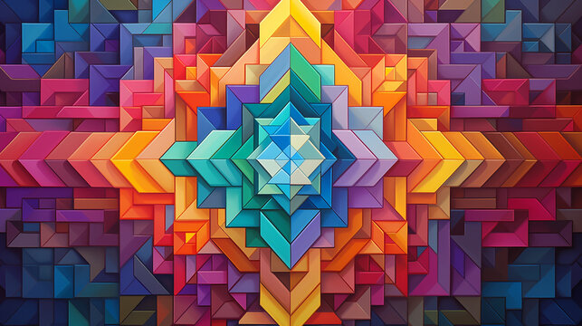 abstract colorful background, abstract background,  abstract background with cubes, yantras pattern, Seamless texture of abstract bright shiny colorful geometric shapes, generative ai
