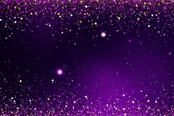 Regal Radiance: Opulent Purple Glitter Wallpaper with Snowy Sparkle, Shiny Dust, and Dots Bokeh Frame Border