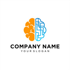 brain logo combined with technology. the shape is unique and modern