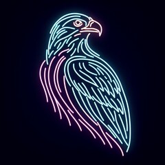 Fototapeta na wymiar neon sign of an eagle on a black background