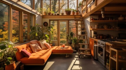 Fototapeta premium A small house Creative interior design in a compact and sustainable home