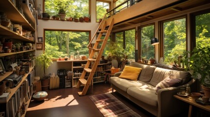 Fototapeta premium A small house Creative interior design in a compact and sustainable home