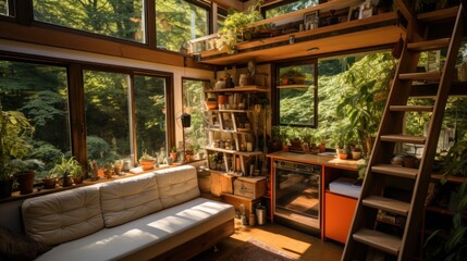 Fototapeta premium A small house Creative interior design in a compact and sustainable home