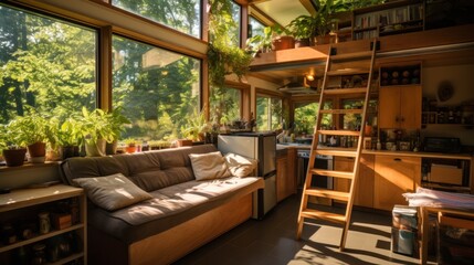 Fototapeta premium A small house Creative interior design in a compact and sustainable home