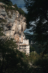 Aerial view of Santuario de la Madonna della Corona (Sanctuary of the Lady of the Crown), Verona, Veneto, Italy