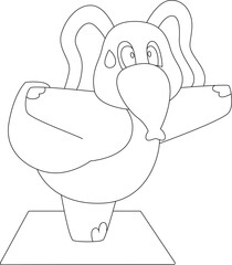 Elephant Yoga Fitness Gymnastics Animal Vector Graphic Art Illustration
