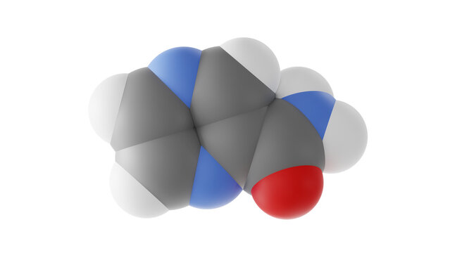 pyrazinamide molecule, antituberculosis agents, molecular structure, isolated 3d model van der Waals