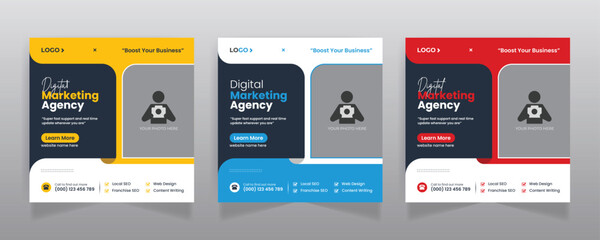 Digital marketing agency business promotion social media post template