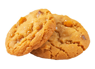 Butterscotch toffee cookies on transparent background. Generative AI.