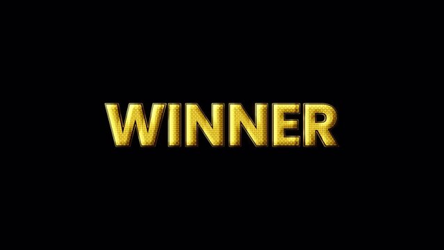 Winner. Word "winner" in 3D style. 3D winner text. Golden winner text in 3D on a transparent background. Animated banner with golden text. Perfect for casino style games and beyond. 
