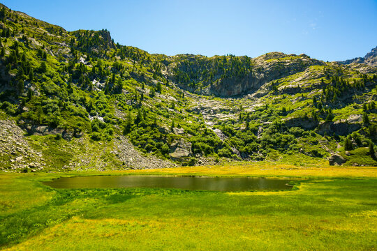 Summer Splendor: Peaks, Ice, Rocks, and Lakes. Alps. Aosta Valley. Italy.