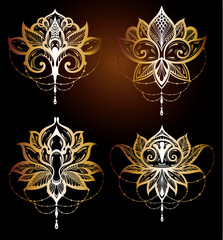 luxury lotus flower beauty spa logo design