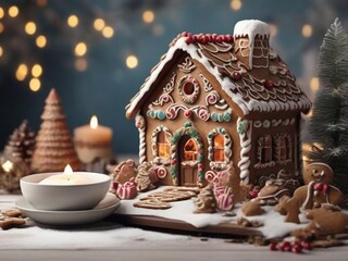 gingerbread house with christmas decoration