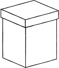 Box packaging doodle drawing of product packaging and design.