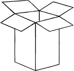 Box packaging doodle drawing of product packaging and design.