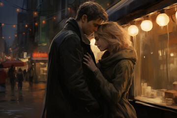 Obraz na płótnie Canvas couple in the night city