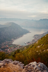 view from the mountain and boka bay in Montenegro