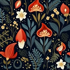 Foto op Plexiglas Organic dark floral texture pattern background Vector illustration by AI Generated © H Art