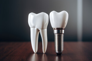 Tooth model and implant with pin