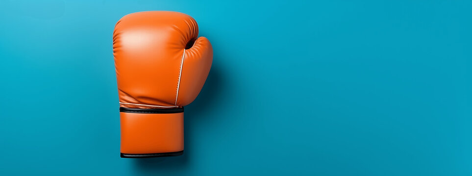 Guantes de boxeo naranjas sobre fondo azul
