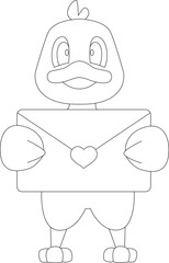 Duck Love letter Animal Vector Graphic Art Illustration